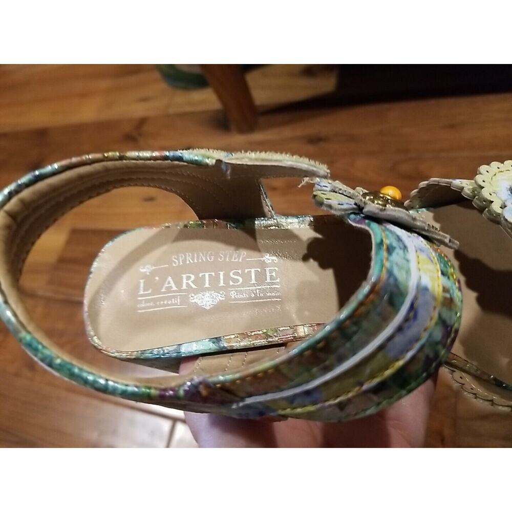 L'Artiste Spring Step Stacked Heel Ankle Strap Sandals size EU 39 US 9 Floral - Picture 12 of 14